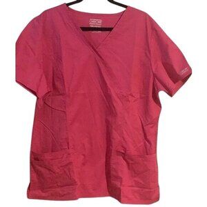 Cherokee Workwear Core Stretch Scrub Top XL Womens Pink Short Sleeve V-Neck With